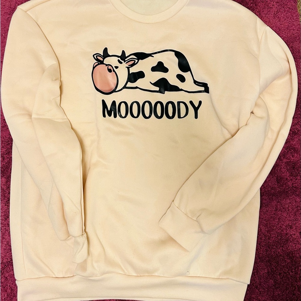 Cream Moody Cow Sweatshirt